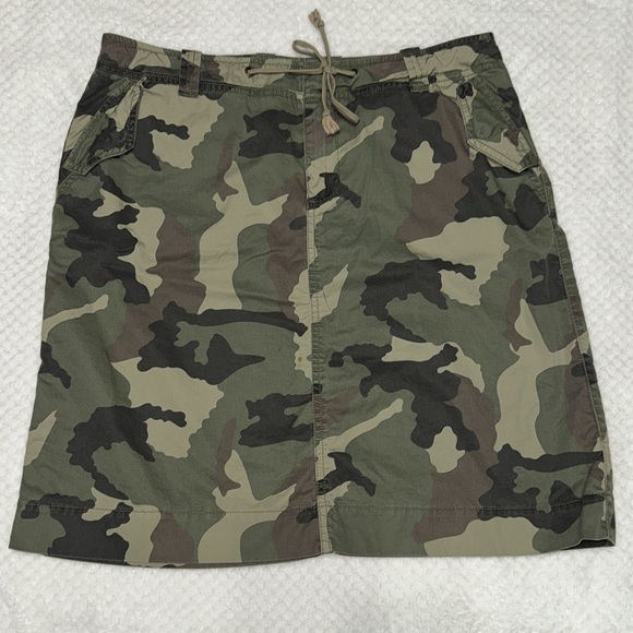 Natural Reflections Camouflage Midi Skirt Green and Brown Pockets Size 10 - Picture 1 of 15